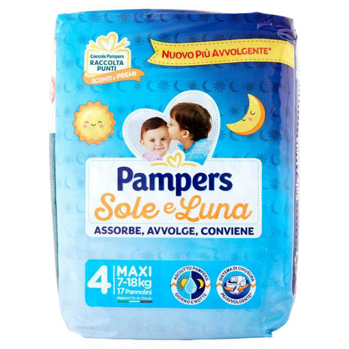 Pampers Sole e Luna Maxi Taglia 4 (7-18 Kg), 17 Pannolini