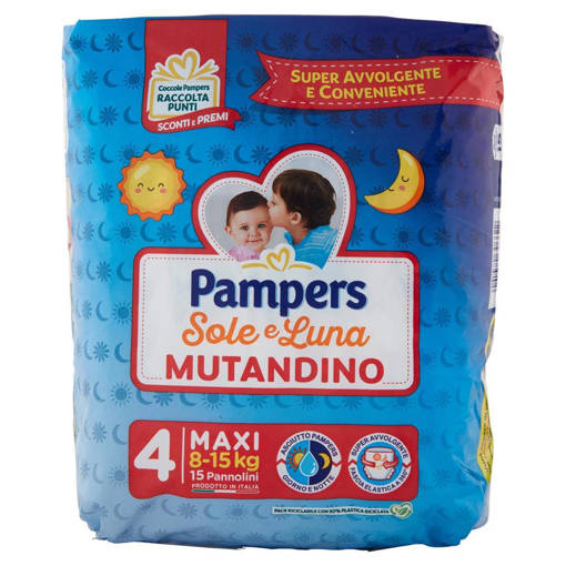 Pampers Sole e Luna Mutandino Maxi Taglia 4 (8-15 Kg), 15 Pannolini