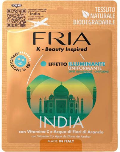Fria Maschera Viso in Tessuto Naturale Energizzante Iluminante India