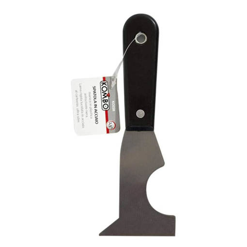 Kombo Spatola Multiuso In Acciaio Con Manico Antiscivolo 2.  Lama Rigida Lucidata In Acciaio Al Carbonio, Spessore  1Mm