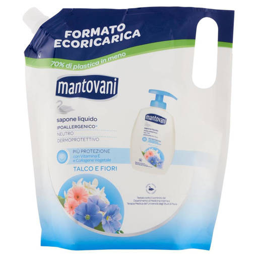 Mantovani Sapone Liquido Talco e Fiori Ecoricarica 750 ml