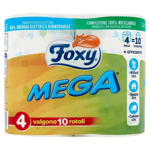 Foxy Carta Igienica Mega 4 Rotoli 2 Veli Decorato