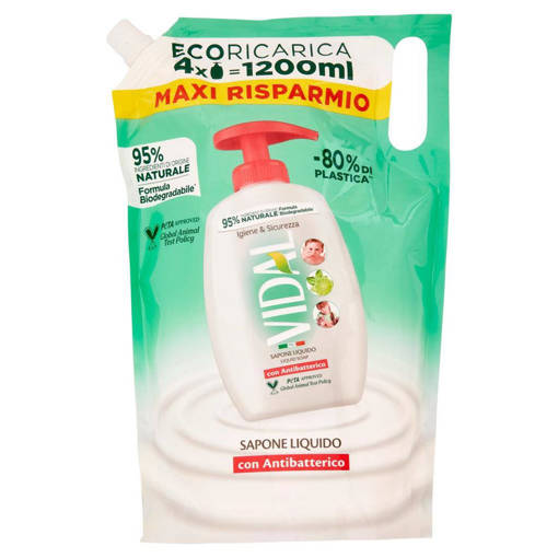 Vidal Sapone Liquido Ecoricarica Antibatterico 1200 ml