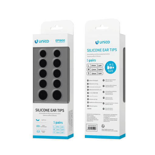 Unico EP1900 ear caps 5 pairs black ROHS