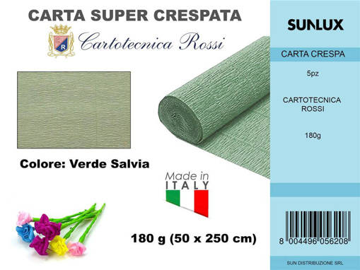 Sunlux - Carta Crespata 562 180G 50*250Cm Verde Salvia /Pz Da 5** 960562