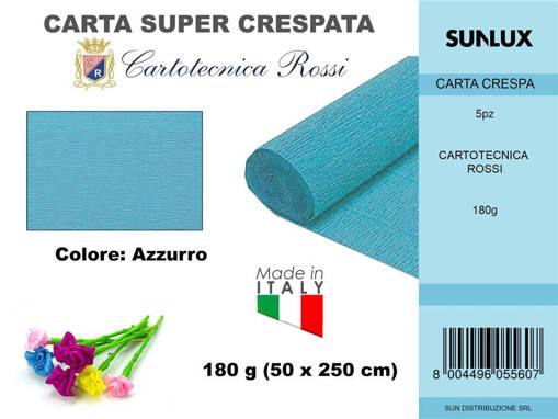 Sunlux - Carta Crespata 556 180G 50*250Cm Azzurro /Pz Da 5** 960556