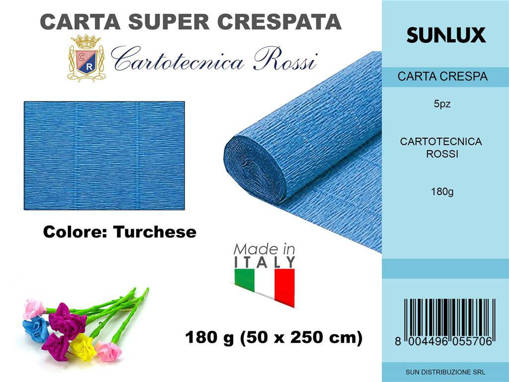 Sunlux - Carta Crespata 557 180G 50*250Cm Turchese /Pz Da 5** 960557