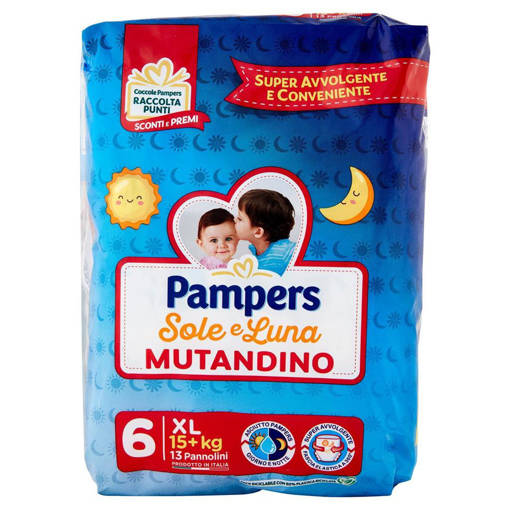 Pampers Sole e Luna Mutandino XL Taglia 6 (15+ Kg), 13 Pannolini