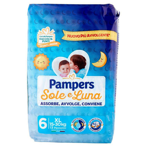 Pampers Sole e Luna XLTaglia 6 (15-30 Kg), 13 Pannolini