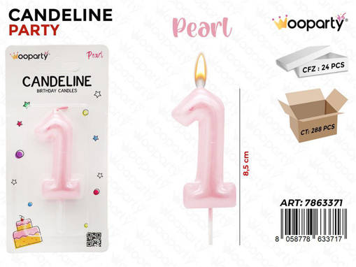 Wooparty Candeline Rosa Pearl N.1 8.5Cm /Pz Da 24**
