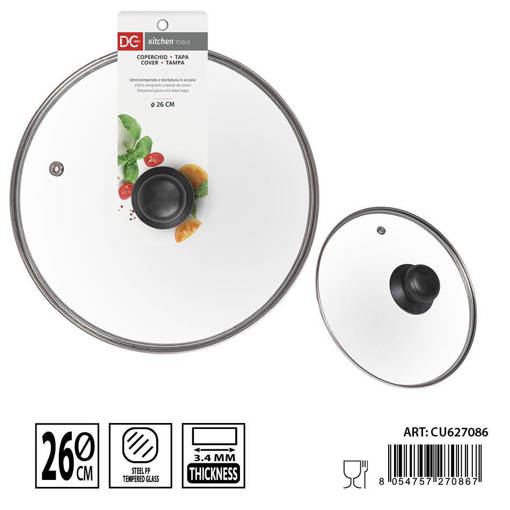 Dc Casa Coperchio Vetro Temperato 26Cm
