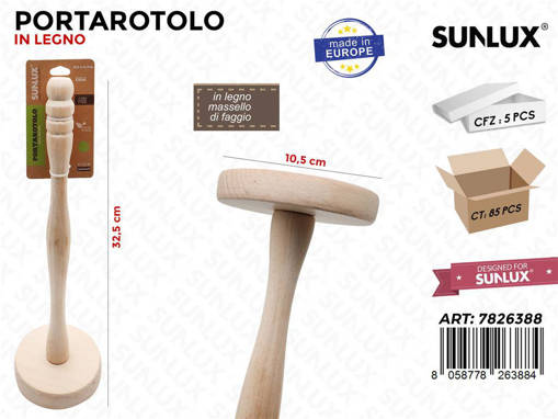 Sunlux Portarotolo In Legno Di Faggio 10.5*32.5 Cm Pz Da5**