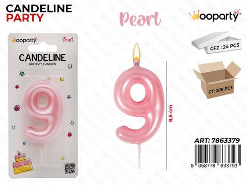Wooparty Candeline Rosa Pearl N.9 8.5Cm /Pz Da 24**