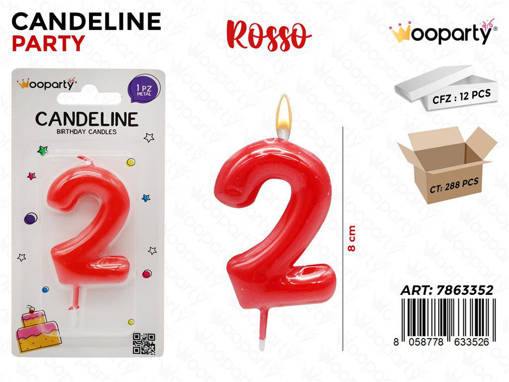 Wooparty Candeline Rosso N.2 8Cm/Pz Da 12**