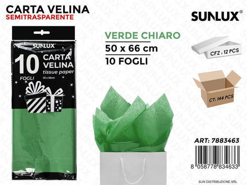 Sunlux - Carta Velina Verde Chiaro 50*66 Cm 10Ff /Pz Da 12** 7883463