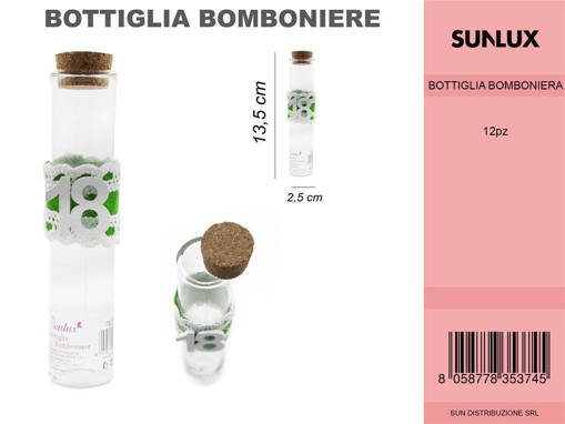 12PZ Bottiglia Bomboniere 18Anni Verde 2.5*13.5Cm /Pz Da 12**