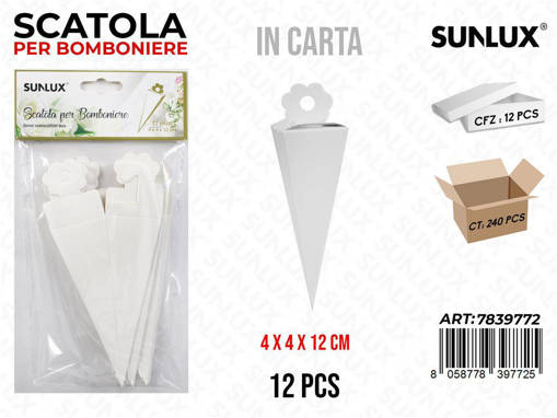 12Pcs Scatola Per Bomb. Bia.  4*4*12Cm /Pz Da 12**