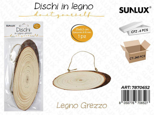Dischi In Legno Grezzo 25*8.5Cm*8-10Mm /Pz Da 6**