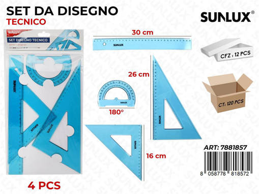 Sunlux - Set Da Disegno Tecnico 4Pcs Mis. Ass. /Pz Da 12**Cfz 7881857