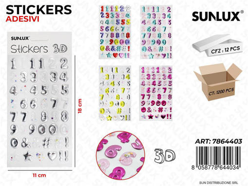 Stickers Adesivi 3D Ass. 11*18Cm Pz Da 12**