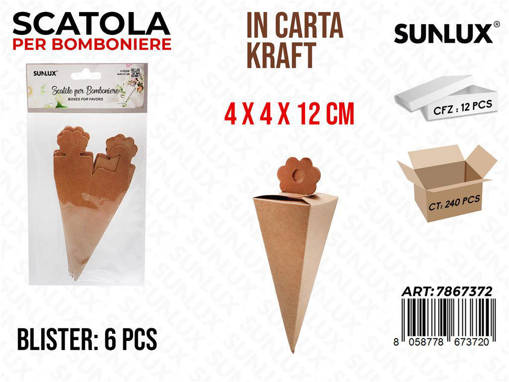 Sunlux Scatola Bomb. Kraft 6Pcs 4*4*12Cm