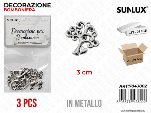 Dec. Bomboniere Metallo Albero Vita 3Pcs 3Cm /Pz Da 24**