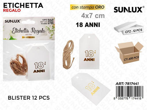 12Pcs Sunlux Etichetta 18 Anni  4*7Cm
