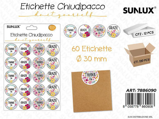 Etichette Chiudipacco D.30Mm 60Pcs Ass. /Pz Da 12**