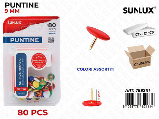 Sunlux - PUNTINE MULTICOLORE 80 PC 9MM 7882111