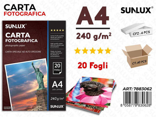 Sunlux - Carta Fotografica F.To A4 240G 20Ff /Pz Da 6** 7883062