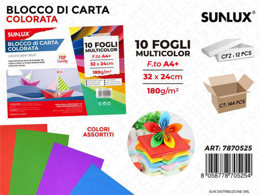 Sunlux - Blocco Di Carta 10Ff Col. Ass.32*24 Cm 180G /Pz Da 12** 7870525