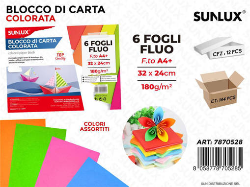 Sunlux - Blocco Di Carta 6Ff Col. Neon 32*24Cm 180G /Pz Da 12** 7870528