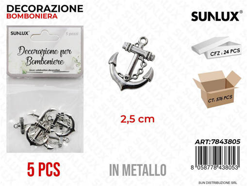 Dec. Bomboniere Metallo Ancora 5Pcs 2.5Cm /Pz Da 24**