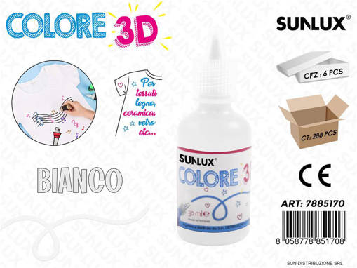 Sunlux - Colore Per Tessuto In 3D Bianco 30Ml / Pz Da 6**Cfz 7885170