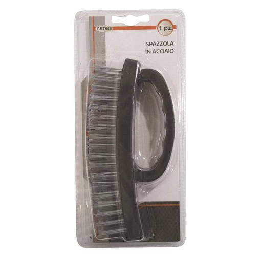 Kombo Spazzola In Acciaio Con Manico Ergonomico In Abs E  Setole In Acciaio, 80X160Mm