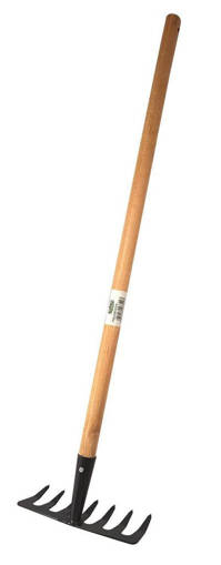 Kombo Rastrello Da Giardino 7 Denti, Manico In Legno. Testa In Acciaio Al  Carbonio. Sezione Manico 24Mm, Lunghezza 70 Cm.