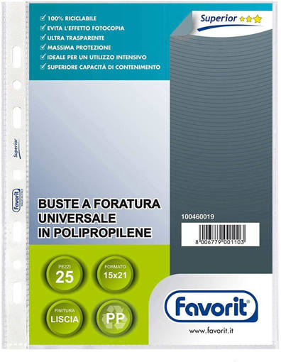 Favorit - Buste Forate 15 x 21 cm Superior 25 Pezzi 100460019