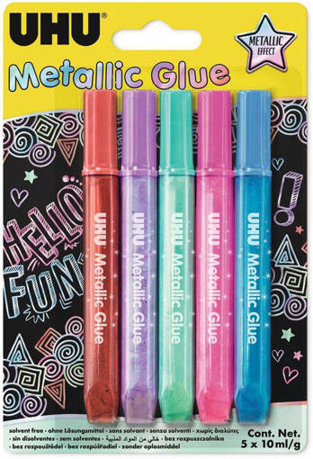 UHU - Colla Glitter 10 ml x 5 Metal