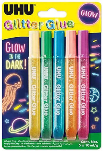 UHU - Colla Glitter 10 ml x 5 Glow in the Dark