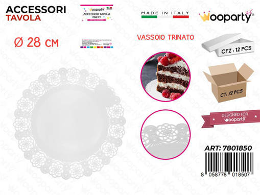Wooparty Vassoio Trinato Trasp. D.28Cm /Pz Da 12**