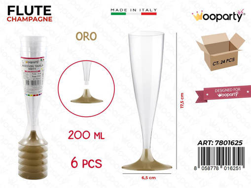 Wooparty Flute Oro 200Ml 6Pcs 6.5*17.5Cm Pz Da 24**