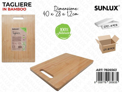 Sunlux Tagliere In Bamboo 40*28*1.2Cm Pz Da 4**