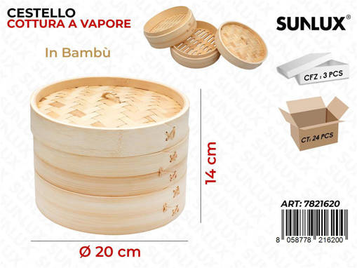 Sunlux Cesto Vapore Di Bambu 20 cm