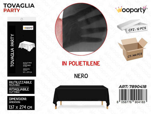 Wooparty Tovaglia Riut. Nero 137*274Cm /Pz Da 12**