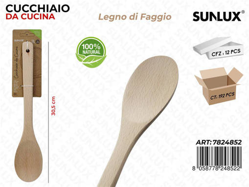 Sunlux Cucchiaio Da Cucina Legno Faggio 30.5Cm /Pz Da 12**