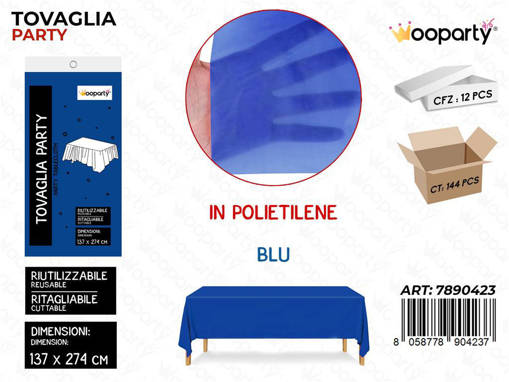 Wooparty Tovaglia Riut. Blu 137*274Cm /Pz Da 12**