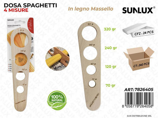 Sunlux Dosa Spaghetti In Legno Massello 4 Mis. Pz Da 24**