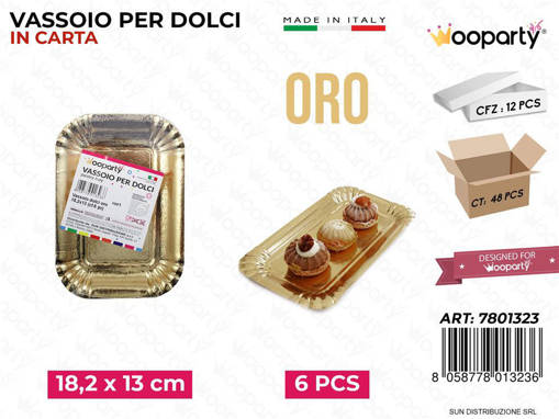 Wooparty Vassoio Per Dolci Oro 18.2*13Cm 6Pcs /Pz Da 12**