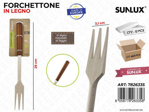 Sunlux /Forchettone N Legno Di Faggio 29*3.1Cm /Pz Da 12**