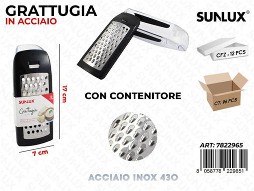 Sunlux Grattugia C/ Contenitore In Acciaio 430 7*17Cm /Pz Da 12**